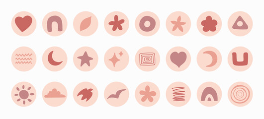 Poster - Abstract graphic doodles of symbols and shapes. Decorative stickers and design elements. Vector illustration.