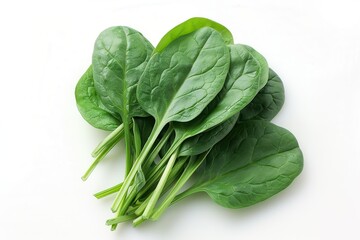 Wall Mural - Spinach: Fresh and Healthy Leafy Green Vegetable Isolated on White Background