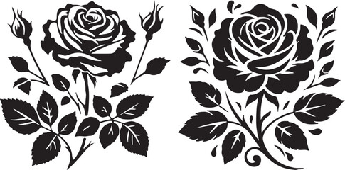 Wall Mural - Rose silhouette vector illustration