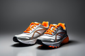 Sport shoes on grey background