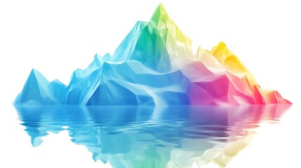 vibrant vector illustration of rainbow-colored iceberg on white background - high resolution detail