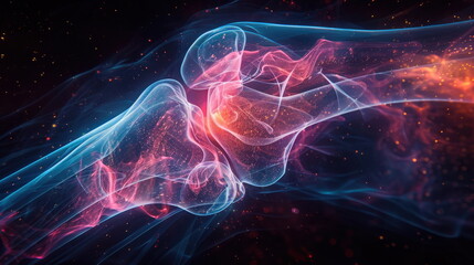 Fototapete - Abstract Cosmic Nebula with Red and Blue Hues.