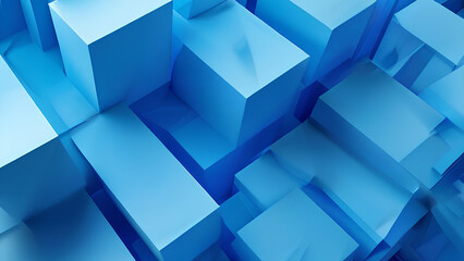 Abstract background design, blue geometric shapes, 3d render