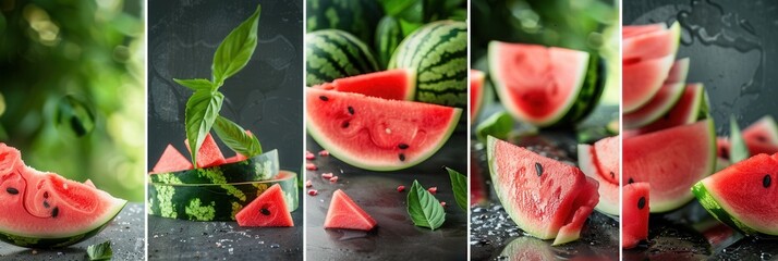 Photo collage summer theme with watermelon