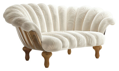 Wall Mural - PNG Elegant white upholstered shell sofa