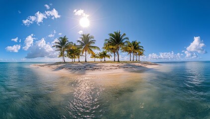 Wall Mural - Located at the end of paradise sand beach is a tropical forest island