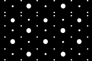 Poster - Pattern of white circles scattered on a black background