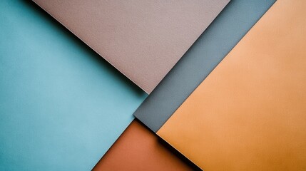 Poster - Abstract geometric paper background in brown, blue and beige colors.
