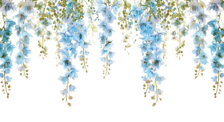 Wall Mural - PNG Elegant hanging blue floral illustration