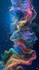 Digital color mountain river illustration abstract graphic poster background
