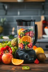 Wall Mural - Blender mixer machine in kitchen with fruits