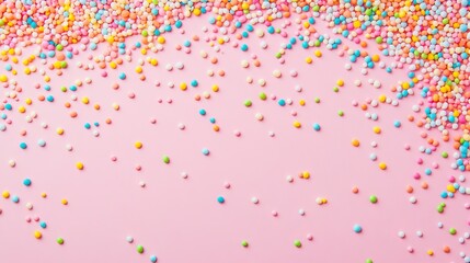 Colorful Sprinkles on Pink Background