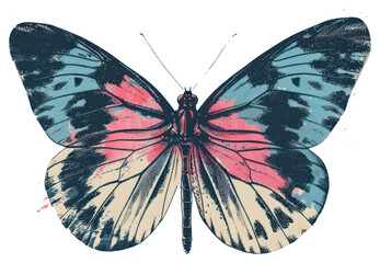 Wall Mural - PNG Colorful butterfly vintage illustration