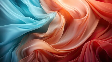 Wall Mural - cool silky waves textile design backdrop in smooth light and summer bright colors, mixed digital 3d illustration and matte painting  