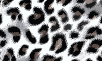 Wall Mural - White Leopard Skin Texture Pattern Vector. Seamless Animal Wildlife Skin Pattern. Leopard Fur Camouflage Background.