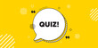© blankstock - Quiz tag. Chat speech bubble banner. Answer question sign. Examination test symbol. Quiz chat message. Speech bubble yellow banner. Text balloon. Vector