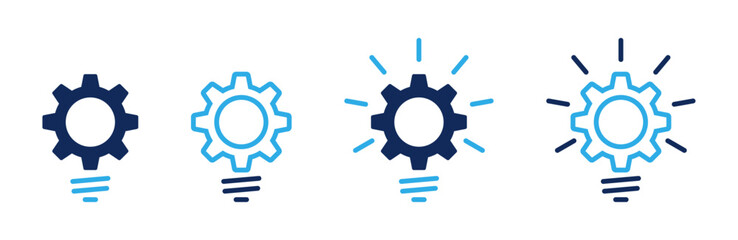 Poster - Innovation icon set. Light bulb with cogwheel symbol