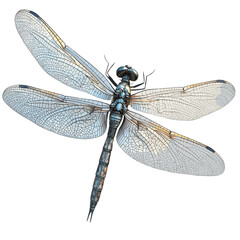 Blue dragonfly with translucent wings macro shot isolated with transparent background clipart