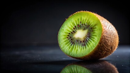 Aufkleber - Fresh ripe kiwi fruit on a dark black background, Kiwi, fruit, food, healthy, vitamin C, organic, exotic, delicious, tropical, juicy