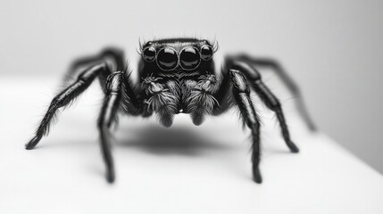 Intriguing High-Angle Close-Up of Jumping Spider: Nature's Tiny Acrobat