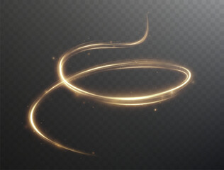 Fototapete - Light golden Twirl. Curve light effect of golden line. Luminous golden circle. Light gold pedistal, podium, platform, table. Vector PNG. Vector illustration