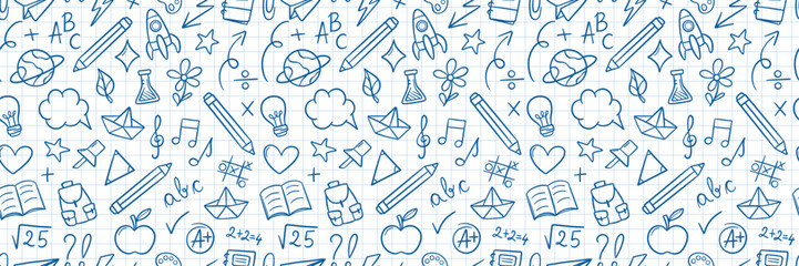 back to school seamless repeating banner vector pattern background design