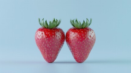 Fresh strawberry fruit over plain background