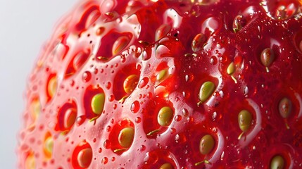 Fresh strawberry fruit closeup macro view