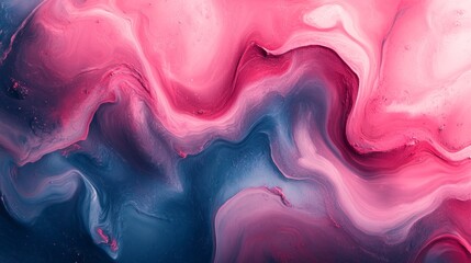 Poster - Layered waves of pink and blue blend seamlessly, evoking emotions of calm and creativity in this captivating abstract artwork that inspires wonder