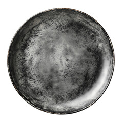 Gray modern ceramic empty plate top view isolated on transparent or white background
