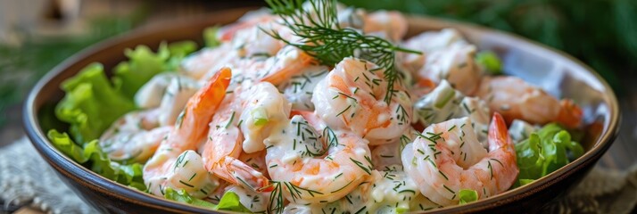 Poster - Creamy Shrimp Salad with Fresh Dill and Crunchy Lettuce