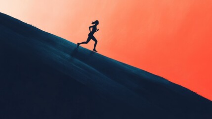 A person running up a steep hill, pushing through the challenge with determination.