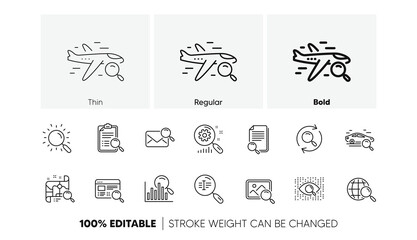 Wall Mural - Indexation, Artificial intelligence and Car rental. Search line icons. Search images linear icon set. Line icons set. Vector