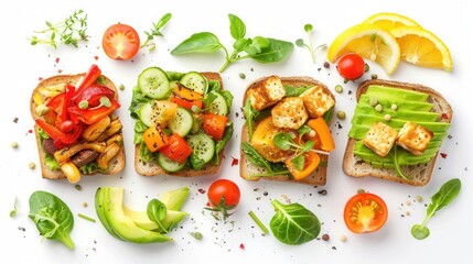 Fresh avocado fruit toast bread closeup view