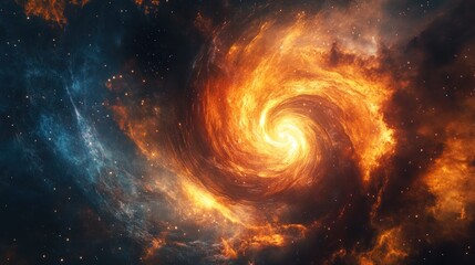 Wall Mural - Spiral galaxy glowing with vibrant cosmic clouds.