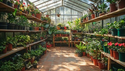 greenhouse with flowers