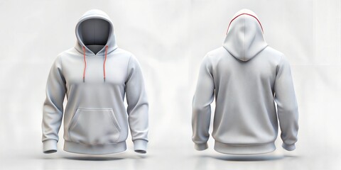 White Hoodie Showcase back and front on White Backdrop, no logo, no text