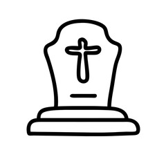 Wall Mural - Tombstone Icon, Halloween Symbol, Outline Style, White Background