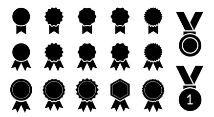 Wall Mural - medal set with ribbon. award badges. vector collection in flat style. vector illustration