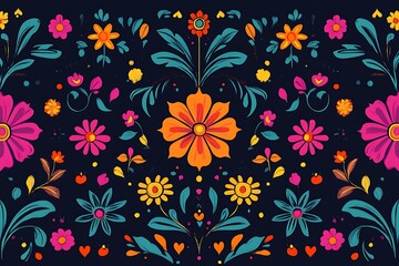 Wall Mural - National hispanic heritage month banner with tropical flowers. 