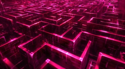 Poster - A chaotic maze where the walls and floors are made of distorted hexadecimal code, constantly shifting and changing, creating an unpredictable and disorienting environment