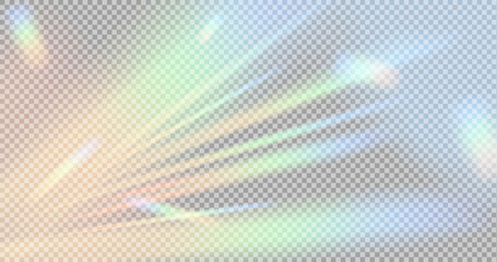 reflected rainbow stripes, refraction of light, sun glare, light glare. crystal light flare reflecti