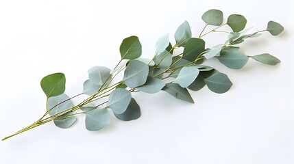 Wall Mural - Elegant Eucalyptus Leaf on Pristine White Background