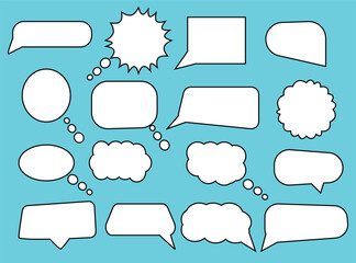 Fototapete - Speech Bubble set. Talk bubble. Blank empty vector white speech bubbles. Speak bubble text, cartoon chatting box, message box. Cartoon balloon word design
