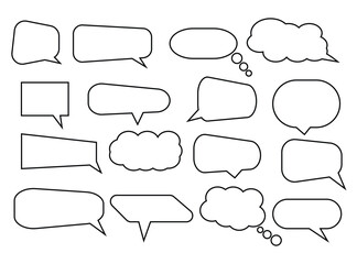 Fototapete - Speech Bubble set. Talk bubble. Blank empty vector white speech bubbles. Speak bubble text, cartoon chatting box, message box. Cartoon balloon word design
