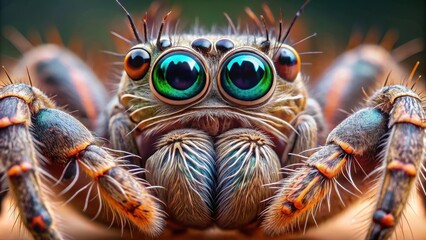 Exquisite macro close-up of a spider's intricate eyes, spider, arachnid, macro photography, close-up, eyes, intricate