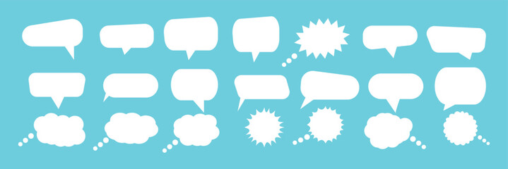 Fototapete - set of speech bubbles or dream clouds for dialog.  Blank empty vector white speech bubbles. Speak bubble text, chat or massage box.