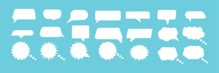 Fototapete - set of speech bubbles or dream clouds for dialog.  Blank empty vector white speech bubbles. Speak bubble text, chat or massage box.
