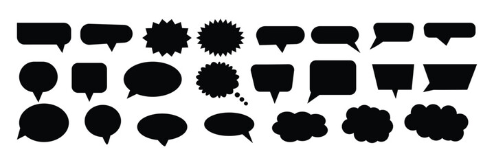 Fototapete - Speech Bubble Balloon Icon | Blank Bubbles | Communication Symbol | Message Logo | Cartoon Sign | Isolated | Variations.
