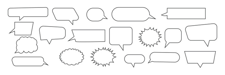 Fototapete - Speech Bubble Balloon Icon | Blank Bubbles | Communication Symbol | Message Logo | Cartoon Sign | Isolated | Variations.
